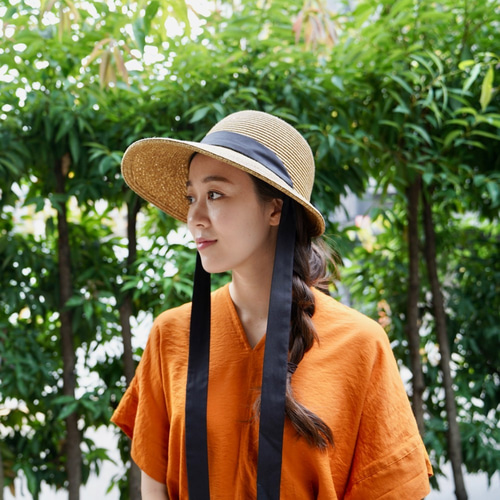 ブラウン ストローハット リボン付き ブラウン ストローバケットハット リボン付き Bab（バブ）の「リボン