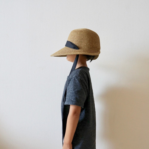 ﾓﾘﾉｶﾞｯｺｳ ブラックリボンあご紐 麦わら帽子 ストローハット【ブラウン