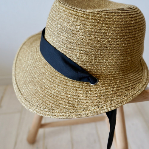 ブラウン ストローハット リボン付き ブラウン ストローバケットハット リボン付き Bab（バブ）の「リボン