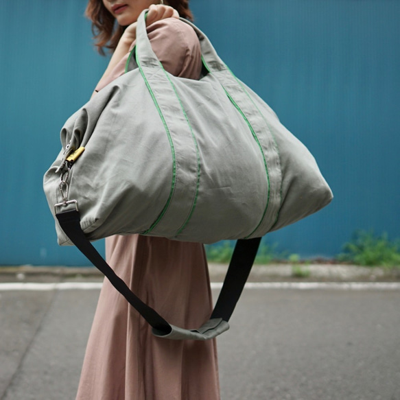 ﾓﾘﾉｶﾞｯｺｳ 書籍掲載 撥水ツイルボストンバッグ【ライトカーキ】｜mg-bo01-ka 1枚目の画像