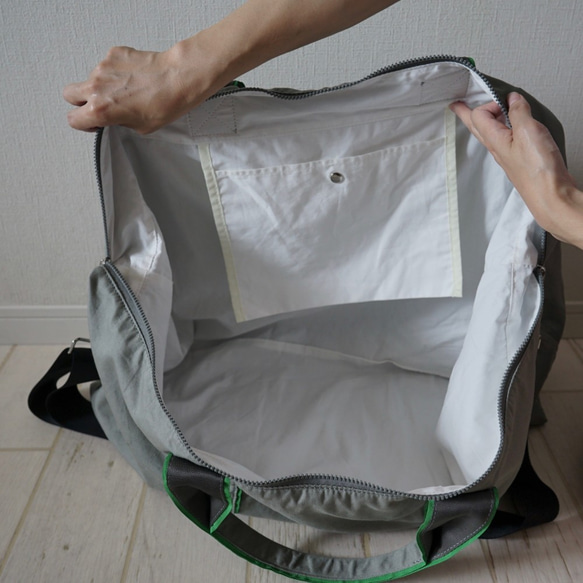 ﾓﾘﾉｶﾞｯｺｳ 書籍掲載 撥水ツイルボストンバッグ【ライトカーキ】｜mg-bo01-ka 10枚目の画像