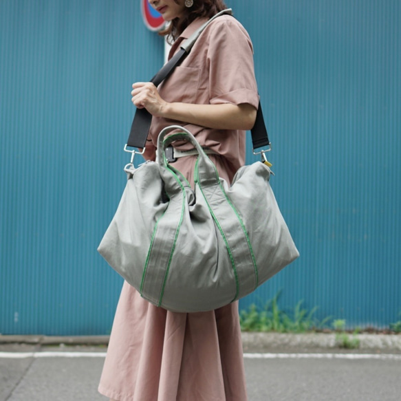 ﾓﾘﾉｶﾞｯｺｳ 書籍掲載 撥水ツイルボストンバッグ【ライトカーキ】｜mg-bo01-ka 3枚目の画像