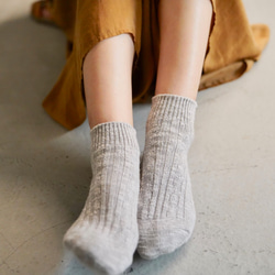 森野學校 針對空調的寒冷。純棉天然材質襪子【混灰】圓領襪/7758371/ 第1張的照片