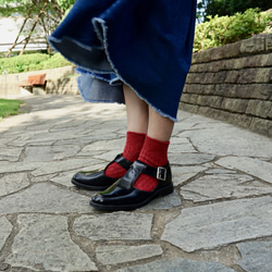 ﾓﾘﾉｶﾞｯｺｳ 冷房の冷えに。コットン 天然素材 靴下 (ミックスレッド) クルーネックソックス 6枚目の画像