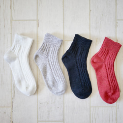 森野學校 針對空調的寒冷。純棉天然材質襪（混紅）圓領襪 第8張的照片