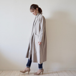 Morino Gakkou Linen Cotton Gown Coat [Gray Beige] Linen Haori / 第1張的照片