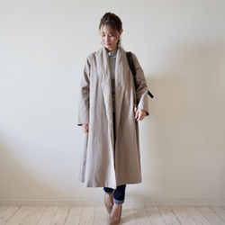 Morino Gakkou Linen Cotton Gown Coat [Gray Beige] Linen Haori / 第2張的照片