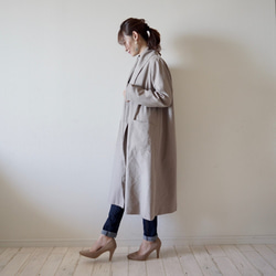 Morino Gakkou Linen Cotton Gown Coat [Gray Beige] Linen Haori / 第7張的照片
