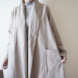 Morino Gakkou Linen Cotton Gown Coat [Gray Beige] Linen Haori / 第9張的照片