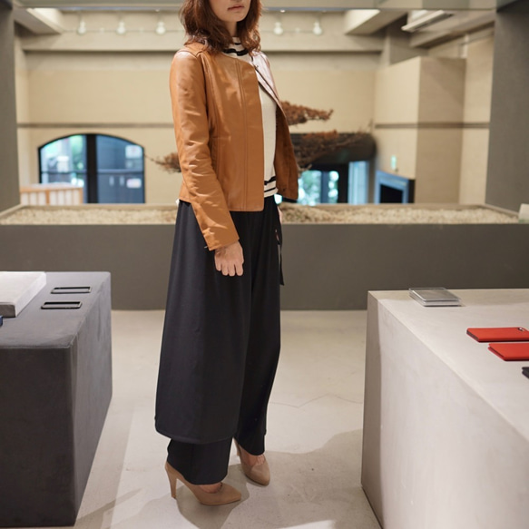 Morino Gakko 圍裙 寬褲 (黑色) 寬鬆褲 寬褲 第8張的照片