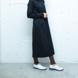 Morino Gakkou 緊湊型粘合針織連帽衛衣連衣裙 [黑色] / 8111772 / 第5張的照片