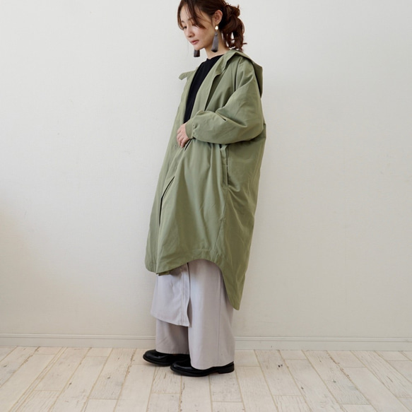 森之學：防雨防風！防水絎縫斗篷外套（卡其色） 第5張的照片