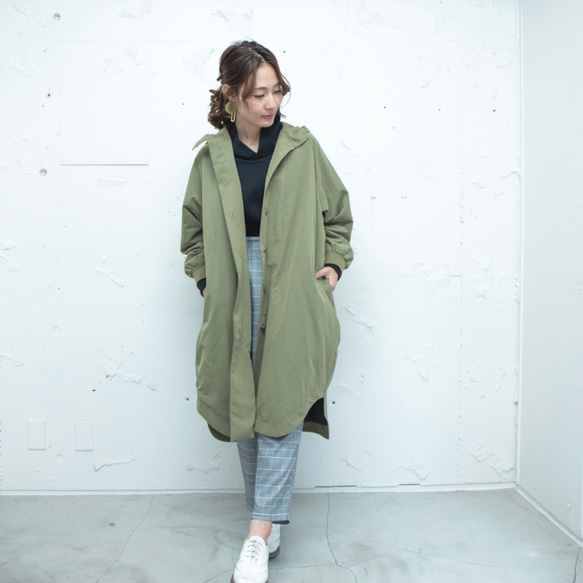 森之學：防雨防風！防水絎縫斗篷外套（卡其色） 第11張的照片