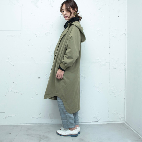 森之學：防雨防風！防水絎縫斗篷外套（卡其色） 第12張的照片