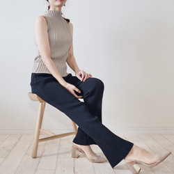 Morino Gakkou 100% 天然抗菌棉舒適♡羅紋針織喇叭褲 [黑色] / 8681427 / 第5張的照片