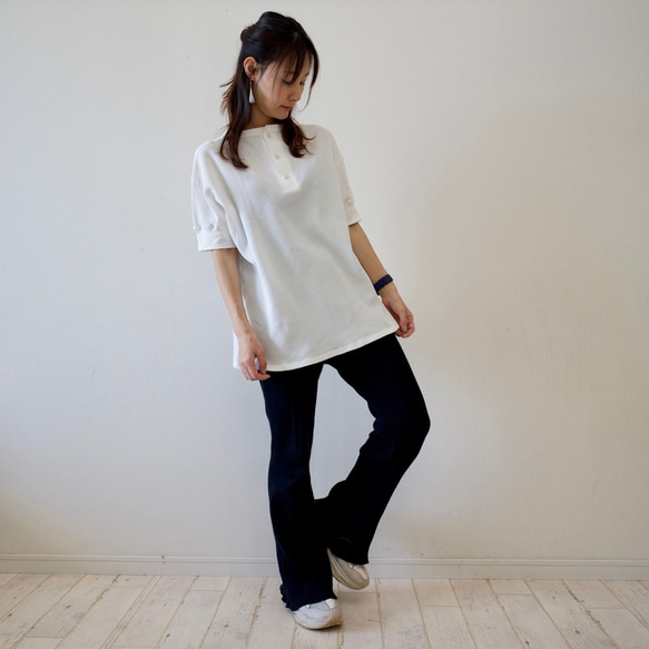 Morino Gakkou 2way Waffle T 卹 [白色] Home Time Relax Wear / 922811 第8張的照片