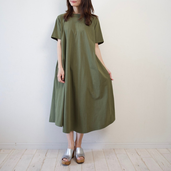 Morino Gakkou Cotton 100 Back Design Long Dress [卡其色] / 9297837 第5張的照片