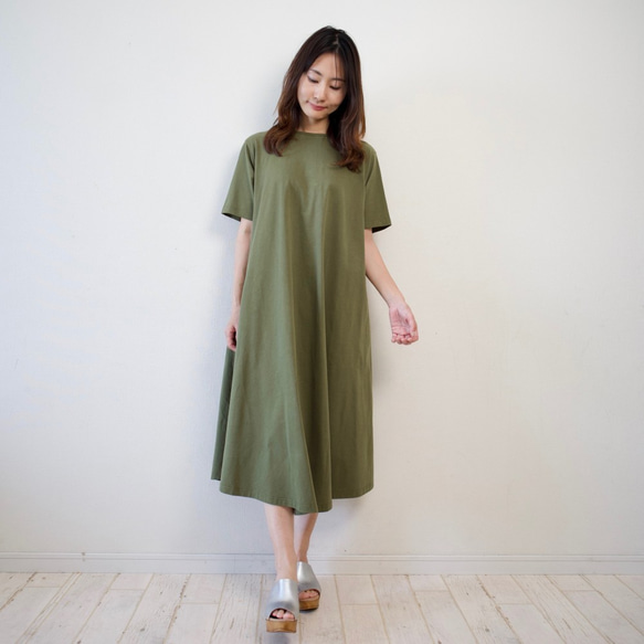 Morino Gakkou Cotton 100 Back Design Long Dress [卡其色] / 9297837 第7張的照片