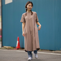 Morino Gakkou Cotton 100 Back Design Long Dress [Gray Beige] / 9 第1張的照片