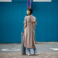 Morino Gakkou Cotton 100 Back Design Long Dress [Gray Beige] / 9 第2張的照片