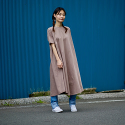 Morino Gakkou Cotton 100 Back Design Long Dress [Gray Beige] / 9 第3張的照片