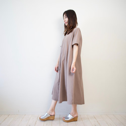 Morino Gakkou Cotton 100 Back Design Long Dress [Gray Beige] / 9 第5張的照片