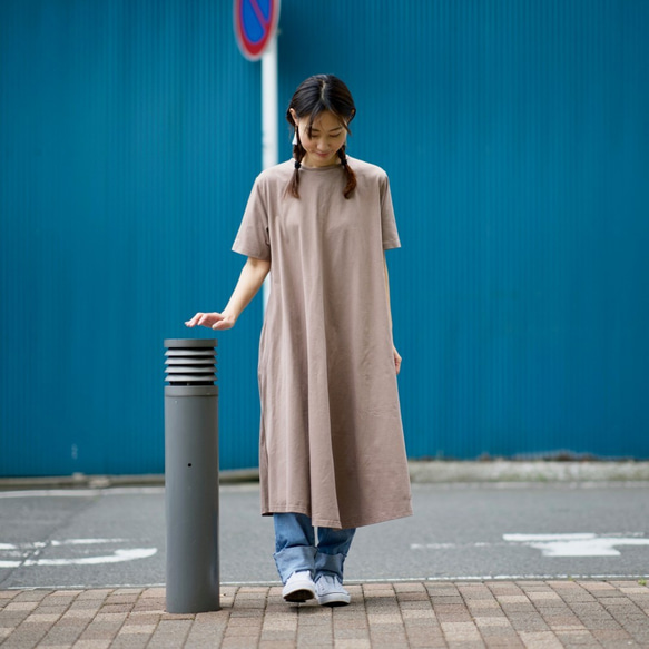 Morino Gakkou Cotton 100 Back Design Long Dress [Gray Beige] / 9 第6張的照片