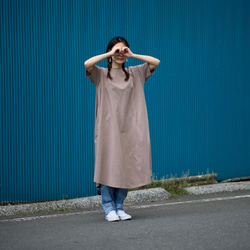 Morino Gakkou Cotton 100 Back Design Long Dress [Gray Beige] / 9 第7張的照片