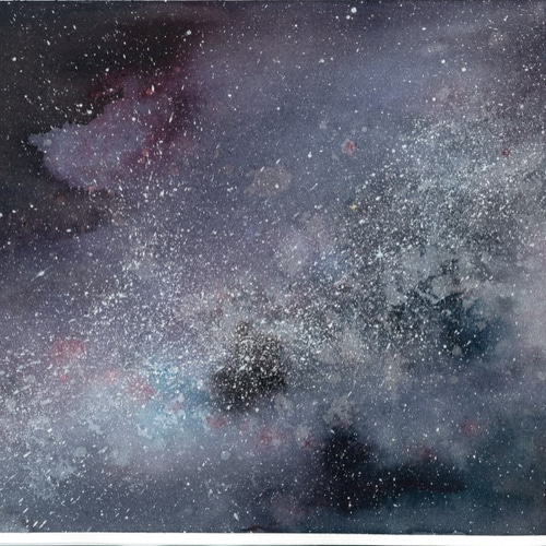天の川 （イメージ）星 宇宙 空 夜空 水彩画 手描き 原画