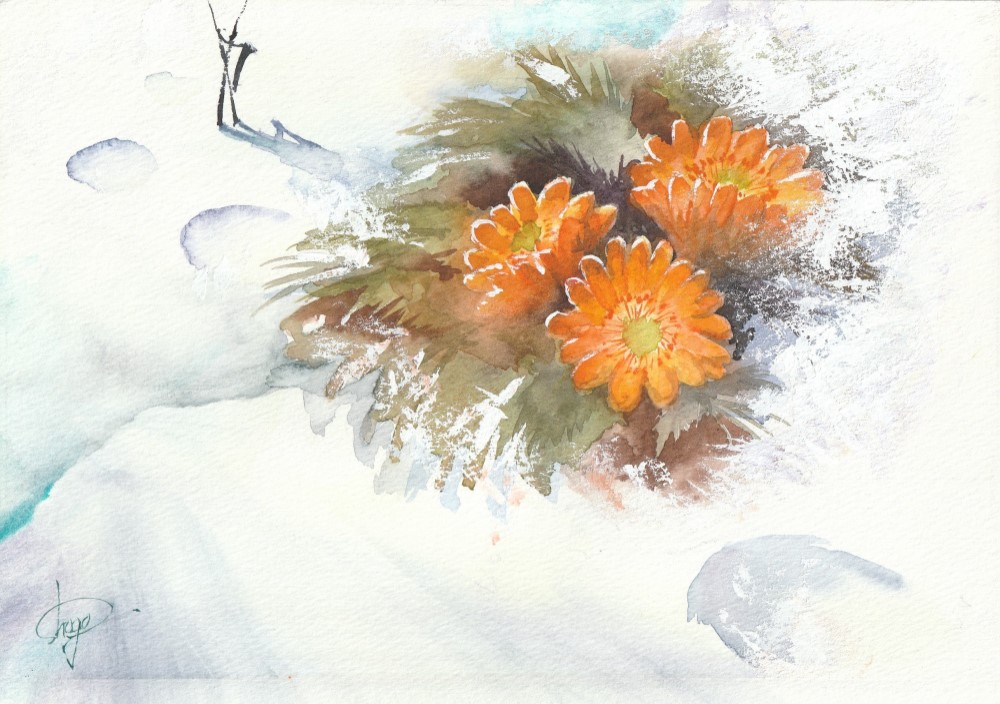 絵画 インテリア　絵　油絵　F4-091416　花 (福寿草） 絵画 インテリア 絵 額付 ( 黒 ) 油絵 F4-091416 花 (福寿草