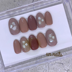 unnails101♡ネイルチップ♡シェル♡くすみピンク♡シンプル♡着物♡つけ爪♡成人式 4枚目の画像