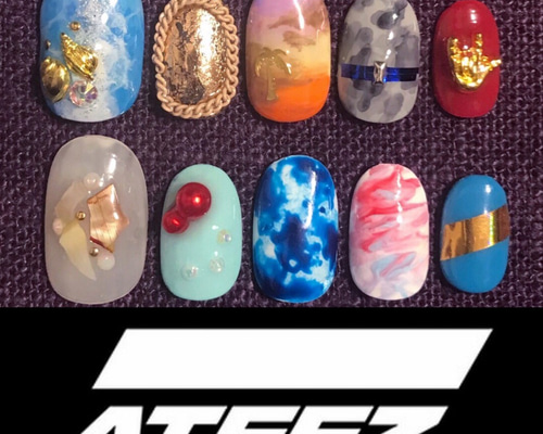 ATEEZ】K-POPネイルチップ ”WAVE” ネイルチップ（つけ爪） spri 通販