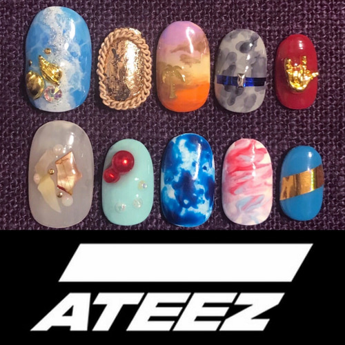 kネイルチップ ATEEZ】K-POPネイルチップ ”WAVE” ネイルチップ（つけ爪） spri