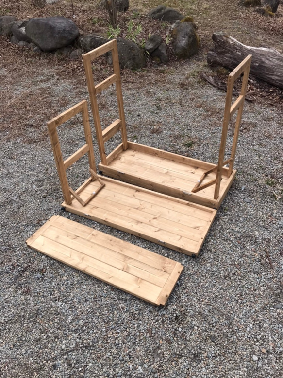 キャンプシェルフ BOX型 組み立て式 アウトドア キッチン 棚 木製 テーブル ハンドメイド 5枚目の画像