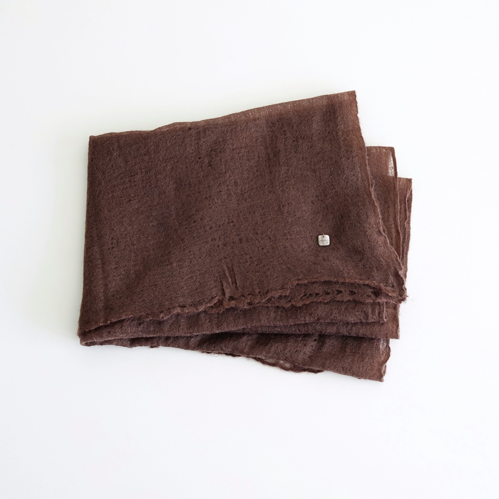 ストール カシミヤ パシュミナ ハンドメイド 手作り 一点もの 手織りパシュミナストール 小判 カシミヤ100% c/#ブラウン