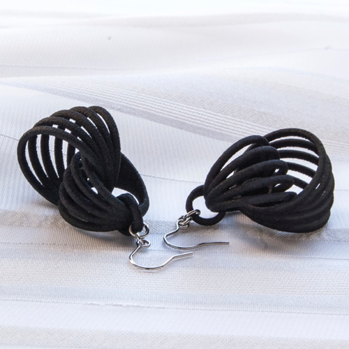 リングリング 黒・ピアス（イヤリング）#3Dprint accessories