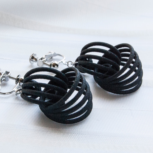 リングリング 黒・ピアス（イヤリング）#3Dprint accessories