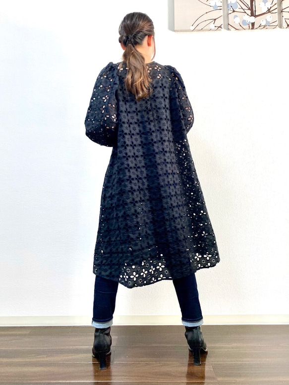 Cotton Lace Pintuck Dress Black 8枚目の画像