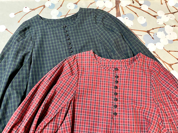 Cotton Check Dress Green 1枚目の画像