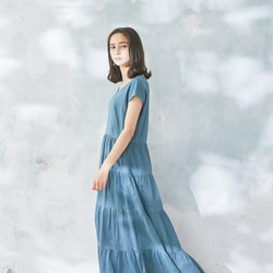 Vivid Color Cotton Lawn Tiered Dress Blue 1枚目の画像