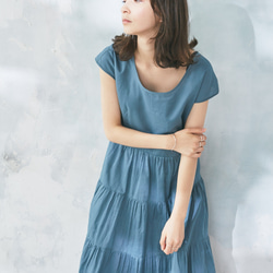 Vivid Color Cotton Lawn Tiered Dress Blue 4枚目の画像