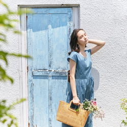 Vivid Color Cotton Lawn Tiered Dress Blue 7枚目の画像