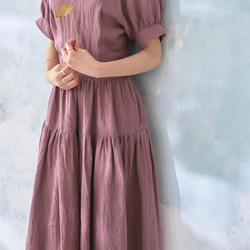 Linen Back Ribbon Dress Rose 6枚目の画像