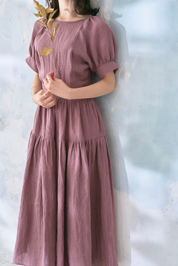 Linen Back Ribbon Dress Rose 6枚目の画像