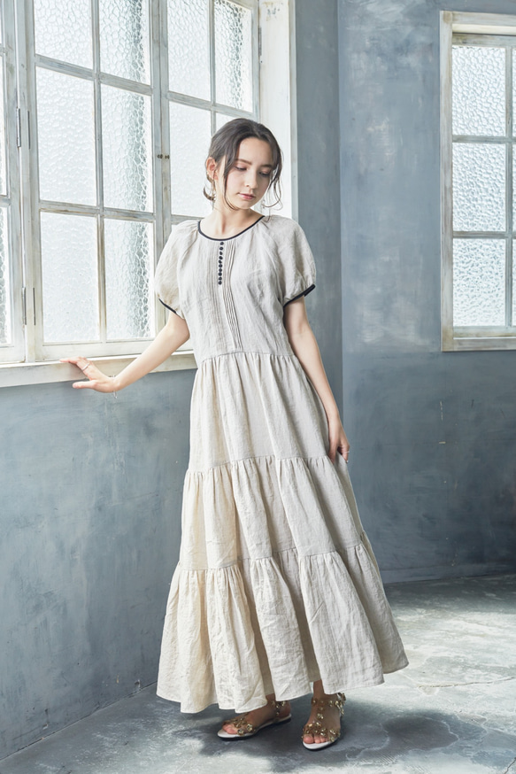 Belgium Linen Ecru Dress 1枚目の画像