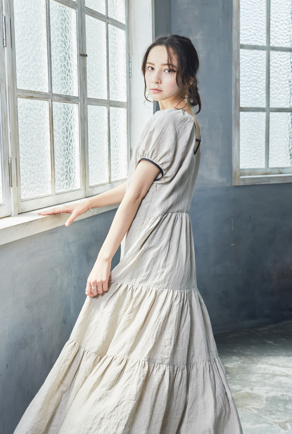 Belgium Linen Ecru Dress 3枚目の画像