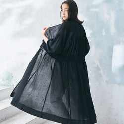 Cotton Linen  Slab Lawn 3way Robe Black 2枚目の画像