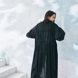 Cotton Linen  Slab Lawn 3way Robe Black 3枚目の画像