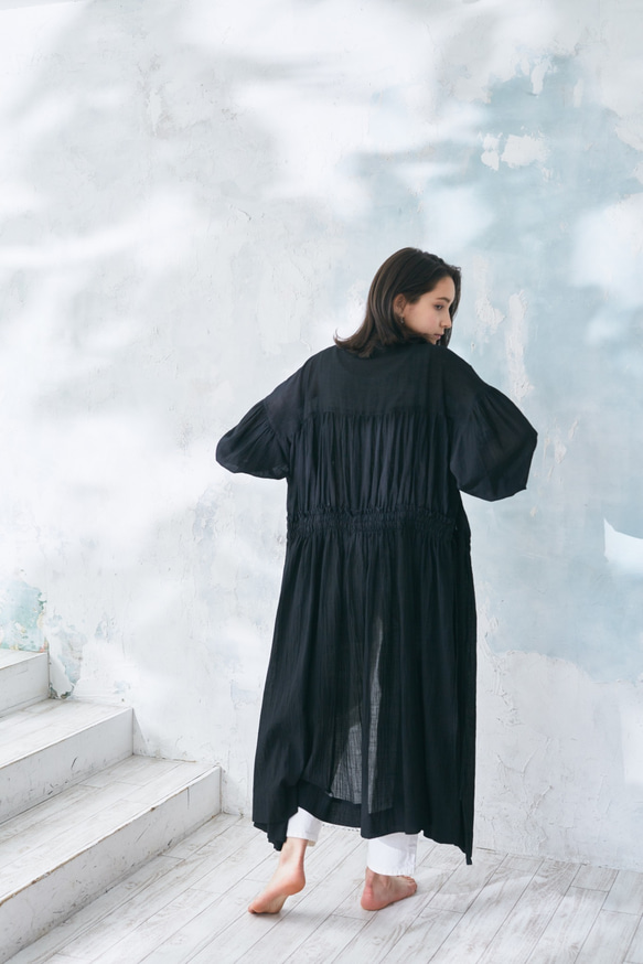 Cotton Linen  Slab Lawn 3way Robe Black 3枚目の画像