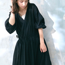 Cotton Linen  Slab Lawn 3way Robe Black 4枚目の画像